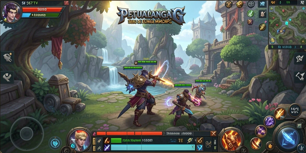 Tampilan utama gameplay <strong>567TV</strong> yang menampilkan pertarungan seru di dunia fantasi.