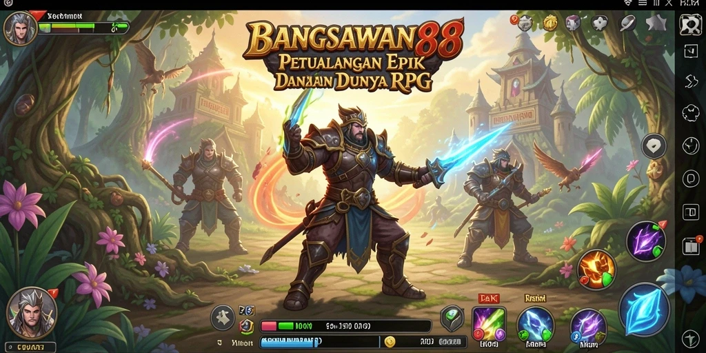 Tampilan gameplay menampilkan pertarungan seru dan karakter yang beragam.