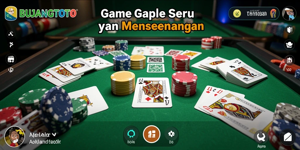 Screenshot utama BUJANGTOTO dengan tampilan gameplay Gaple yang seru.