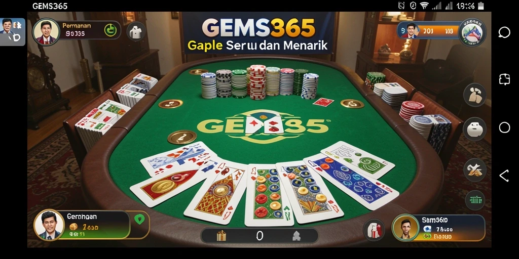 Tampilan gameplay seru GEMS365 dengan fitur Gaple yang menarik.