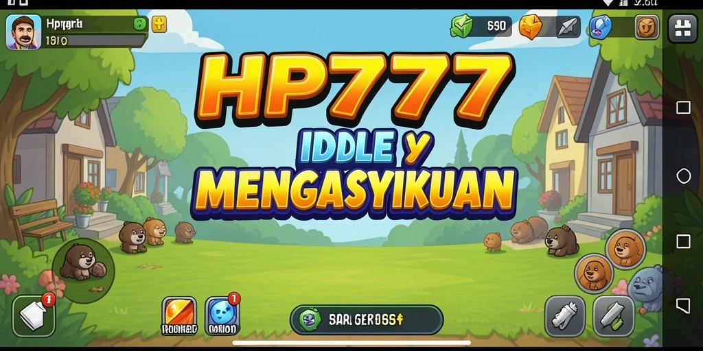 Tangkapan layar gameplay HP777 yang menampilkan kemajuan dalam permainan Idle.