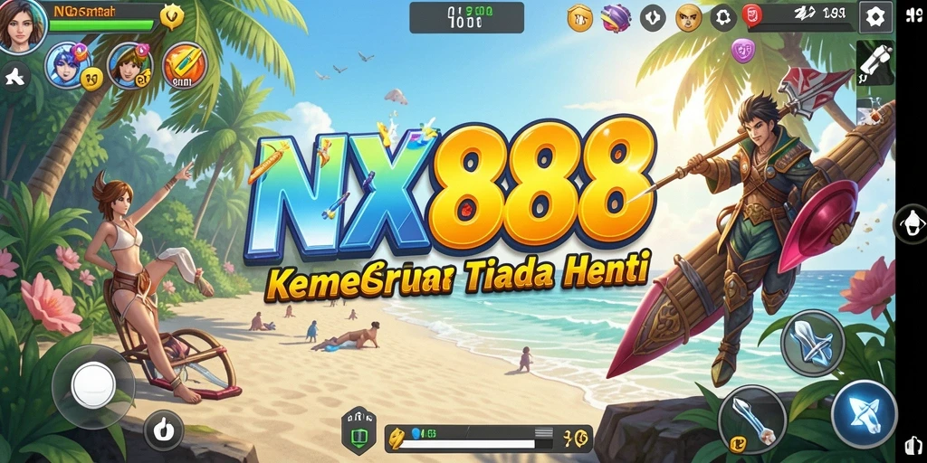 Gameplay NX888 yang ceria dan penuh warna.