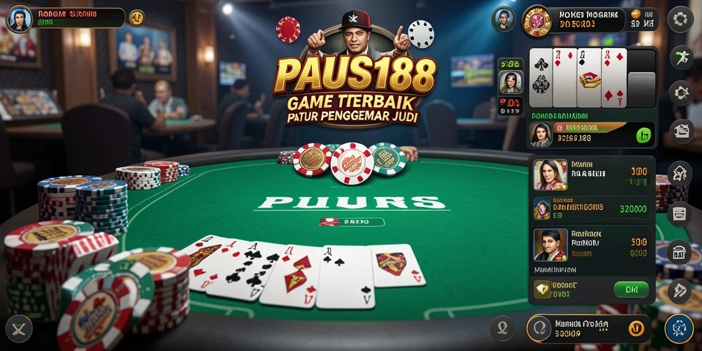 Screenshot gameplay PAUS188 menunjukkan duel poker yang menegangkan.