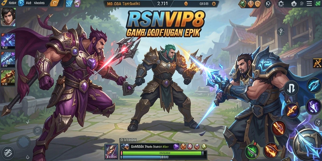 Gameplay seru RSNVIP8 dengan pertarungan epik di arena.